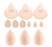12 pcs Makeup Sponge Blender Sponges for Liquid, Cream, and Powder, Make up sponges for foundation Powder Puff Face Triangle Face Makeup Puff Wet Dry Dual-Use (Beige)