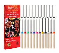 12 PCS Marshmallow Toasting Forks, Smores Sticks for Fire Pit, Telescoping Marshmallow Roasting Sticks Barbecue Forks for Hotdog Hot Dog Bonfire Smores Skewers for Open Fire Pits Campfire Camping