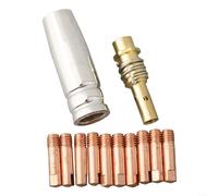 12 pcs MB15 MIG Welding Nozzle Tips with Gas Diffuser and Contact Tips for 14AK 15AK Torch Replacement Set M6x25mm 0.8mm Aperture Copper Alloy (0.6mm)