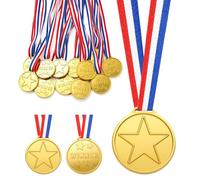 12 Pcs Medals for Children, Plastic Kids Medals with Colorful Ribbons | for Sports Day, Spelling Bee, and Classroom Prizes, Fun Motivation for Young Winners