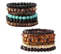 12 Pcs Mens Beaded Bracelet, Bracelet for Men Multi Layer Bead Wrist Adjustable Men's Bracelets Gifts, Suitable for Wearing at Work Dates Parties Travels and Daily Life