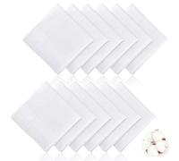 12 Pcs Men's Handkerchiefs, 100% Soft Cotton White Handkerchiefs for Men, Classic Reusable Pocket Hankies