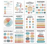 12 Pcs Mental Health Posters, Therapy Office Decor, Counseling Office Must Haves, School Counselor Supplies, Mental Health Gifts, Inspirational Posters Positive Quotes Wall Decor Classroom for Home