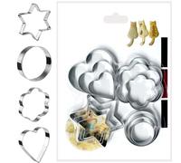 12 PCS Metal Cookie Cutters Set - Stainless Steel Baking Cutters with Stars, Hearts, Flowers & Circles for Cookies, Pastry, Fondant Kitchen Tools