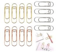 12 Pcs Metal Pen Holder Clips for Notebook,Heart Paper Clip Pen Holders,Metal Pencil Clip Planner Accessories for Book Travelers,Paperclips,Travelers Book Pens Accessories,Gold/Silver/Rose Gold