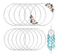 12 Pcs Metal Rings for Craft, 20cm Silver Hoops Floral Macrame Hoop Ring Round Hanging Wreath Decorative for DIY Dream Catchers