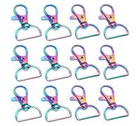 12 PCS Metal Silvery Hooks Lobster Claw Clasps Large Size D Rings Keychain Hooks Jewelry Findings D Buckle Keyring Clasp