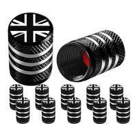 12 PCS Metal Tyre Wheel Alloy Valve Caps Dust Caps for Car (Laser Engraved Union Jacks) Tyres Valve Caps Black Metal Dust Caps Universal for Cars, SUVs, Bicycles, Motorcycles, Trucks