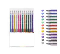 12 Pcs Metallic Pen Glitter Pens, Magic Neon Gel Ink Pens, Glitter Colored Pens, Rainbow Gel Pens, Sparkle Rollerball Pens, 1.0MM Bold Ballpoint Pen for Colouring (12 Colors)