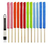 12 Pcs Microfiber Detail Duster Sticks with Crevice Cleaning Brush, 6 Colors, Mini Detail Dusters Fan Cleaning Brush Fan Duster AC Vent Cleaner, for Cleaning Home Car Window The Smallest Spaces