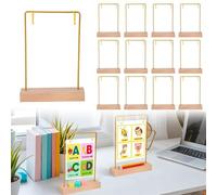 12 Pcs Mini Anchor Chart Holder Desktop Anchor Chart Storage with 30 Binder Rings Double-Sided Card Display Back to School Learning Card Stand (Gold, 20cm*14cm*4cm)