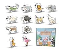12 Pcs Mini Animal Cookie Cutters Set Stainless Steel Biscuit Molds Children's Baking Animal Shapes Kids Baking Set Including Lion, Giraffe, Hippo, Elephant, Crocodile
