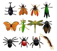12 PCS Mini Beasts for Kids Small Insect, Butterfly, Dragonfly, Bee, Ladybird, Spider, Minibeasts Children's Early Education Toys, Decorative Simulated Plastic Ornaments Educational Aids, Parties