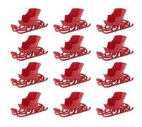 12 Pcs Mini Christmas Sleigh Plastic Santa Sleigh Models Tiny Sled Figurine for Xmas Tabletop Decorations Red 7cm