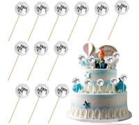 12 Pcs Mini Disco Ball Cake Toppers Shiny Mirror Ball Decorations Silver Disco Party Decorations For 1970s Retro Themed Parties Birthdays Kpop Cakes Cupcakes ＆ Desserts