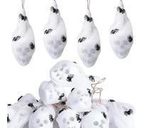 12 Pcs Mini Halloween Hanging Skull Decorations, 4" x 1.5" Scary Gauze Wrapped Skull Ornaments with Spiders, Hanging Spider Head Skeleton Cocoon Tree Ornaments for Outdoor Haunted House Party Decor