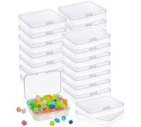 12 Pcs Mini Plastic Storage Containers Box with Lid, 3.5x2.4 Inches Clear Rectangle Box for Collecting Small Items, Beads, Game Pieces, Business Cards, Crafts Accessories