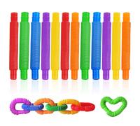 12 Pcs Mini Pop Tubes Fidget Toy, Colourful Pop Tubes Sensory Toys Groan Tube, Children'S Decompression Stretch Tube Toy Sensory Stretch Tubes Fun Tubes For Autism Children Kids Adult Reduce Anxiety