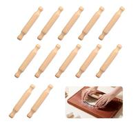 12 Pcs Mini Rolling Pin for Clay, Wooden Playdough Tools, Small Wooden Rolling Pins, Non-Stick Wood Dough Roller for Halloween Christmas Kitchen Baking Pizza Embossed Pastry Fondant Tools
