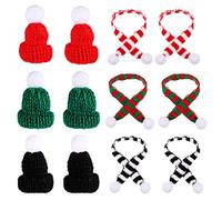 12 Pcs Mini Santa Hats Set, Mini Hat Scarf Doll Bottle Ornament, Toys to Play with on Your Hands, Cute Little Accessories, Mini Santa Hat Scarf for Cutlery, Wine Bottle Covers, Table Decorations