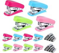 12 Pcs Mini Stapler with 12 Boxes Staple, Includes Built in Staple Remover, Desk Little Stapler for School Office Supplies (Blue, Green, Pink, Rose)