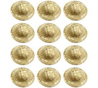 12 Pcs Mini Straw Hats, 4.3 in / 11 cm Beige, Handmade Rustic Straw Weave for DIY Crafts, Doll Decor, Party Favors, Floral Arrangements
