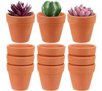 12 Pcs Mini Terracotta Pot Clay Planter 2.5 Inch With Drainage Hole - Pottery Containers for Succulent Seeds, Nursery, Home Garden, Office Desk - Kids and Adult