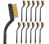 12 Pcs Mini Wire Brushes Plastic Handles Brass Wire Brush for Cleaning Rust, Metal Work Pieces, Welding Slag and Rust, Greasy Dirt