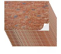 12 Pcs Miniature Dollhouse Red Brick Wallpaper, Self Adhesive Dolls House Wallpaper with Scraper, DollHouse Accessories for DIY Craft, Handmade Gifts for Family Friends Child (8.3x11.9 Inch)