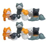 12 Pcs Miniature Lucky Cats Garden Bonsai Decorative Lovely Landscape Kitten Realistic Cat Figures for Bonsai Landscape