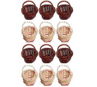 12 Pcs Miniature Wicker Picnic Baskets for Dolls, Mini Rattan Picnic Baskets, Micro Landscape Decoration