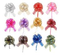 12 Pcs Mixed Color Organza Pull Bows for Gift Wrapping,Large Organza Pull Bow,6 Inches Diameter,for Wedding Gift, Party Decorations,Birthday, Christmas, Valentine's Day Gift Decoration (Mixed Color)