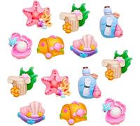 12 Pcs Mixed Color Resin Slime Charms Set - 3D Cute Starfish, Seashells Flatback Embellishments, Kawaii DIY Craft Accessories for Phone Cases, Scrapbooking, Hair Clips, Decorative Arts & Decorations