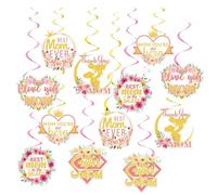 12 PCs Mothers Day Hanging Swirl Decorations with Heartfelt Message Banners - Vibrant Ceiling & Wall Decor FeaturingBest Mom Ever Quotes, Perfect for Birthday Brunch, Family Party