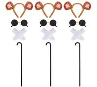 12 Pcs Mouse Costume Accessories Set Mouse Ears Headband Sunglasses Blind Cane White Gloves for Halloween Adult Women Costume, Brown, One Size