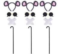 12 Pcs Mouse Costume Accessories Set Mouse Ears Headband Sunglasses Blind Cane White Gloves for Halloween Adult Women Costume, Gray, One Size