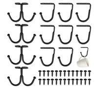 12 Pcs Mug Hooks Under Shelf, Under Cupboard Cup Hooks Metal with Screws, Cup Holders Mug Hangers Kitchen Black for Cups Utensils Coat Hat Tie and Planters (8 Single + 4 Double)