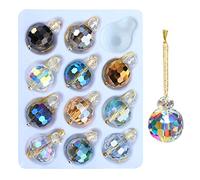 12 Pcs Multicolor Crystal Glass Christmas Balls Ornaments, 0.87" Mini Colorful Prism Ball Christmas Tree Decorations, Hanging Crystal Ornament Clearance for Xmas Wedding Party Home Decor(Multicolor)
