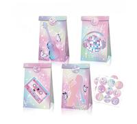 12 Pcs Music Party Gift Bags, Kraft Paper Gift Bags For Presents, Gift Bag Multipack, 2 Styles + 18 Stickers, for Kids or Adults in Birthday party, Weddings, Events or Shopping (music)
