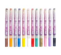 12 Pcs Nail Art Pens in Multiple Colors, Fine Tip Permanent Marker Nail Doodle Pen Set for DIY, Highlighting, Outlining, and Painting on Any Surface, Easy to Use for Creative Designs