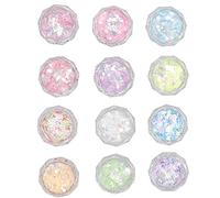 12 PCS Nail Art Sequins Glitter DIY Manicure Decoration Stickers Set, 12 Colors Effect, for Home Salon and Nail Shop