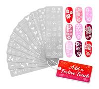 12 Pcs Nail Stamping Plate For Holidays - Nail Stamper Kit With 12 Different Themes, Beautiful Flower Stamp for Nails Art Design - Stylish Stamping Plates Set to Design Unique Nails