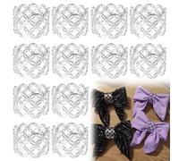 12 Pcs Napkin Rings, Silver Napkin Buckle Holder Napkin Holders Rings Hollow Design for Wedding Party Birthday Anniversary Dinner Table Decoration