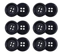 12 PCS Navy Blue Buttons - 20mm Round Sewing Button - Flat 4 Hole Plastic Blue Buttons 32L 32 - Ideal for Coats, Cardigans, Jackets, Knitwear & Craft Projects (Dark Blue)