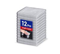 12 PCS New Upgrade 3-Layer Non-Scratch Multipurpose Steel Wire Dishcloths - Reusable Quick-Dry Odor-Free Scrub Cloths for Dishes, Kitchen Cleaning Cloths for Cookware, Sinks, Stove Tops 7.87“ x 7.87”