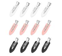 12 PCS No Crease Hair Clips, Flat Styling Clips, Sectioning Grips for Women, Small Hair Accessories, Black, White, Pink