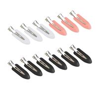 12 Pcs No Crease Hair Clips Pin Curl Clips No Bend Clips Hairpin for Girl Woman Makeup Bangs Hair Styling (White Black Pink)