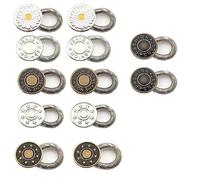 12 Pcs No-Sew Button Extenders - Metal Waist & Collar Expansion Set for Shirts/Pants/Dresses (Elastic Fastener Kit, Adjustable Clothing Solution)