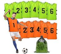 12 Pcs Numbered Football Bibs for Adult, Scrimmage Training Vests | Reversible Design, Numbered Practice Vest Pennies for Soccer, Basketball, Football and Volleyball