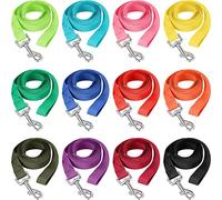 12 Pcs Nylon Dog Leash Bulk 5ft Dog Training Leash 12 Colors Puppy Line Traction Rope for Small Medium Puppy Training, Play, Camping, or Backyard(Bright Colors)